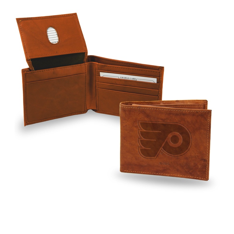 NHL Philadelphia Flyers Pecan Cowhide Billfold Wallet