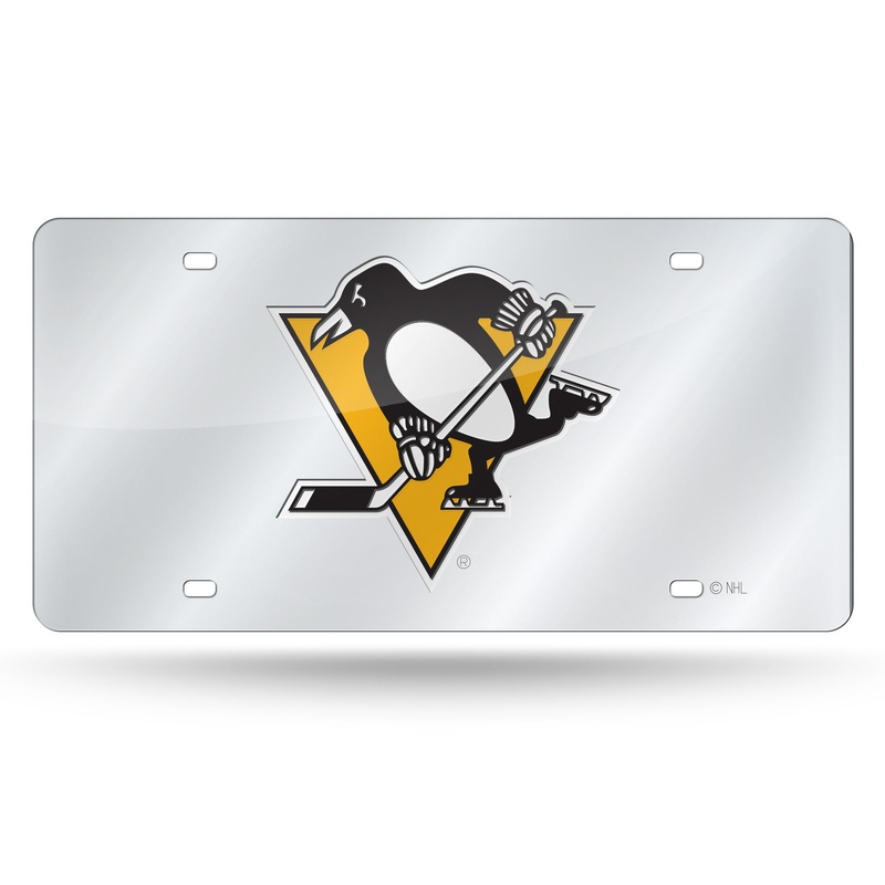 NHL Pittsburgh Penguins Silver Laser Cut Automobile Tag