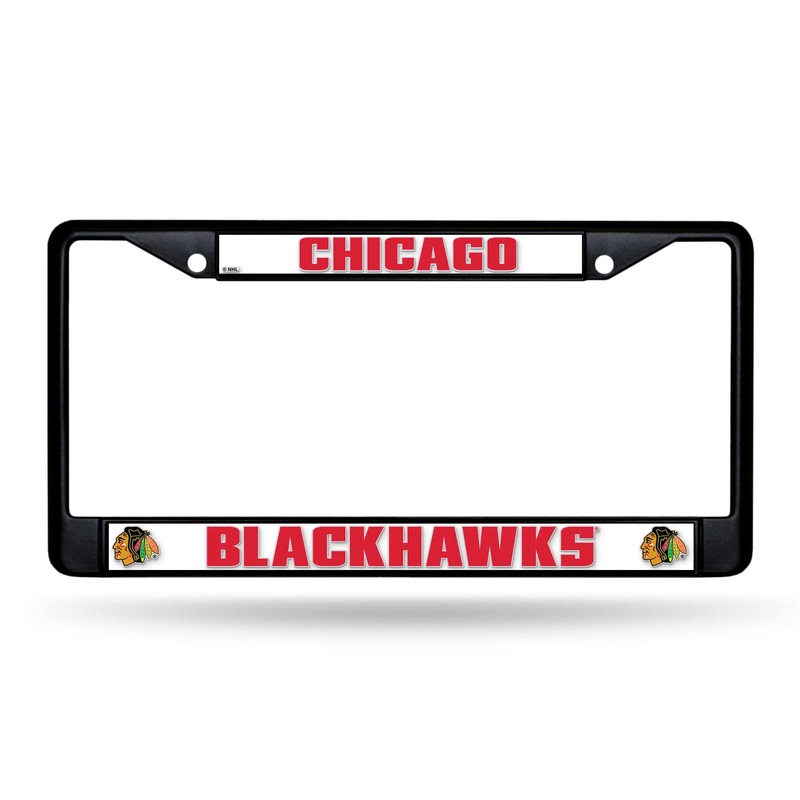 NHL Chicago Blackhawks Black Chrome License Plate Frame