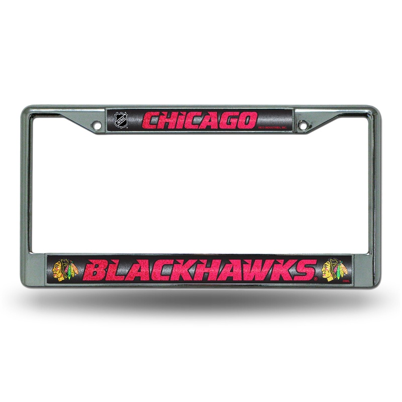 NHL Chicago Blackhawks Chrome Glitter License Plate Frame