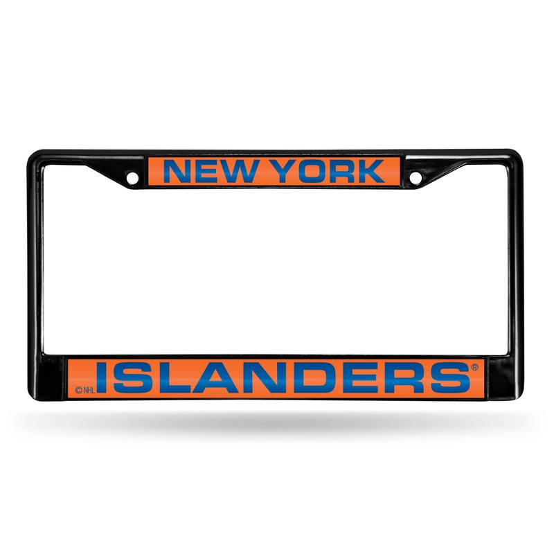 NHL New York Islanders Black Chrome Laser Cut License Plate Frame