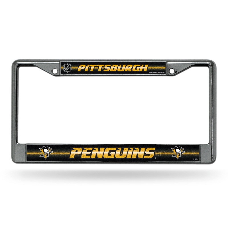 NHL Pittsburgh Penguins Chrome Glitter License Plate Frame