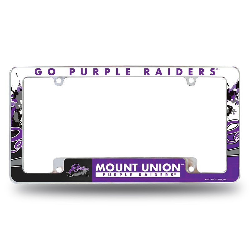 NCAA Mount Union  Purple Raiders Chrome License Plate Frame