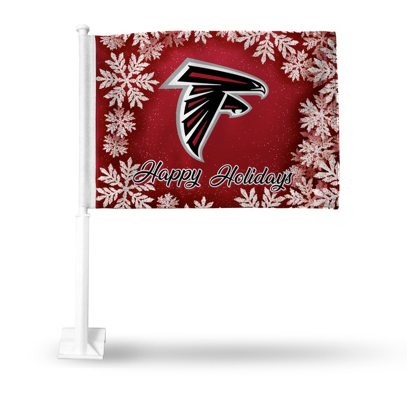 NFL Atlanta Falcons Car Flag|Black Background|Red|Holiday Themed