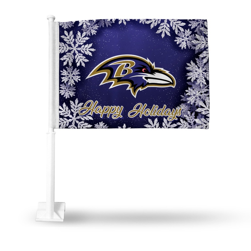 NFL Baltimore Ravens Car Flag|Alternate|Purple|Holiday Themed