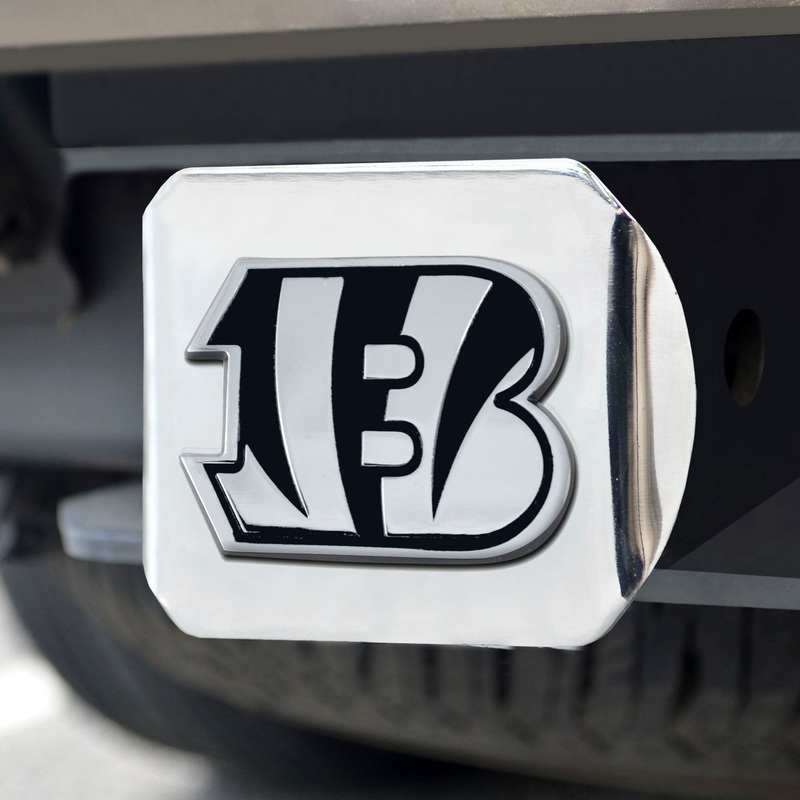 Fanmats Cincinnati Bengals Chrome Metal Hitch Cover with Chrome Metal 3D Emblem