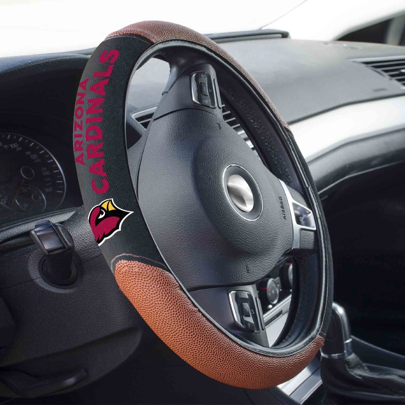 Fanmats Arizona Cardinals Football Grip Steering Wheel Cover 15 Diameter