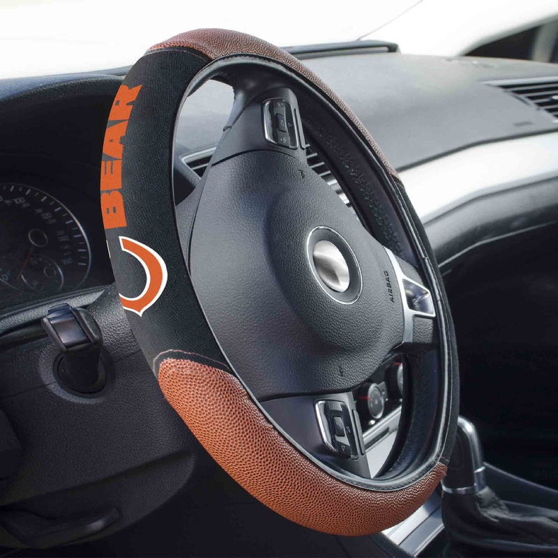 Fanmats Chicago Bears Football Grip Steering Wheel Cover 15 Diameter