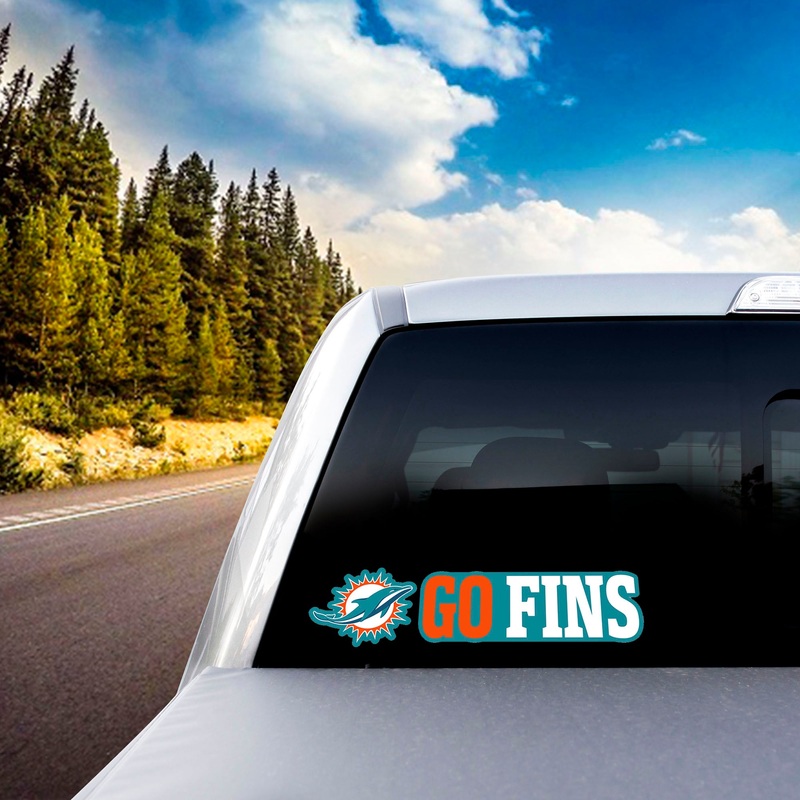 Fanmats Miami Dolphins 2 Piece Team Slogan Decal Sticker Set