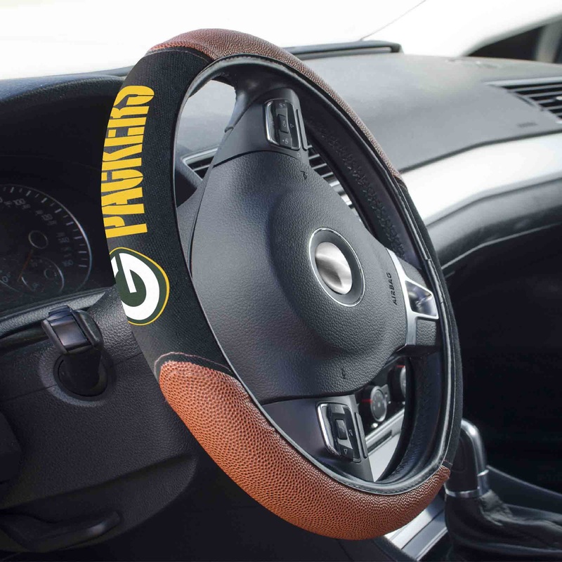 Fanmats Green Bay Packers Football Grip Steering Wheel Cover 15 Diameter