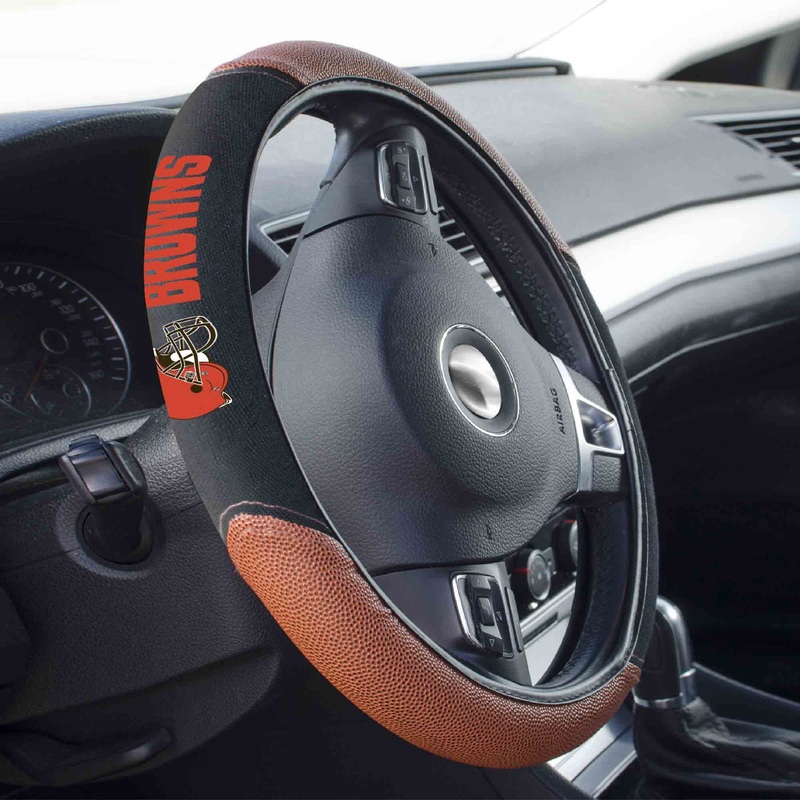 Fanmats Cleveland Browns Football Grip Steering Wheel Cover 15 Diameter