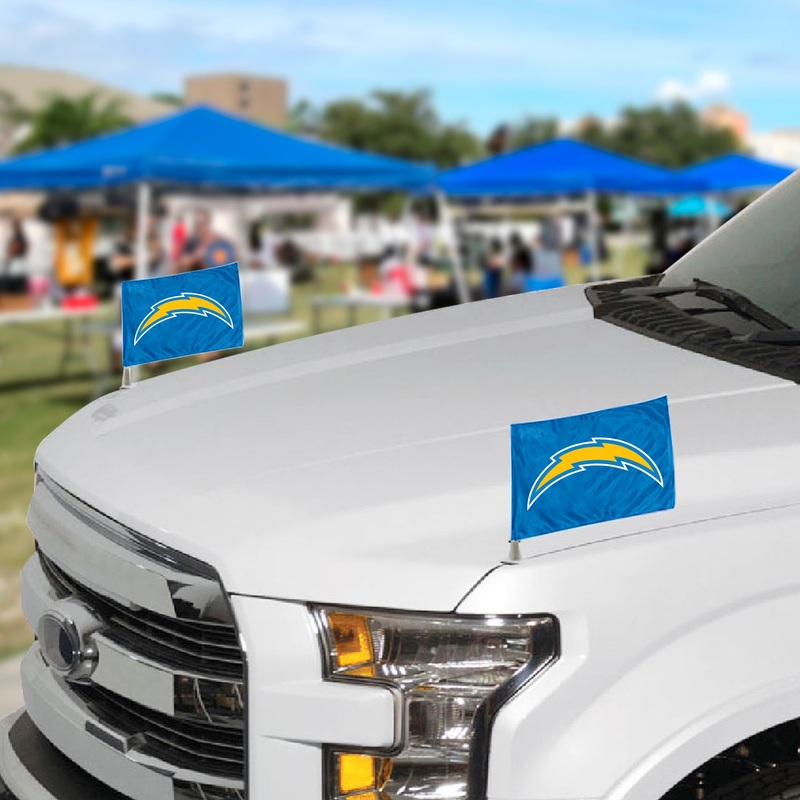 Fanmats Los Angeles Chargers Ambassador Car Flags – 2 Pack Mini Auto Flags, 4 X 6