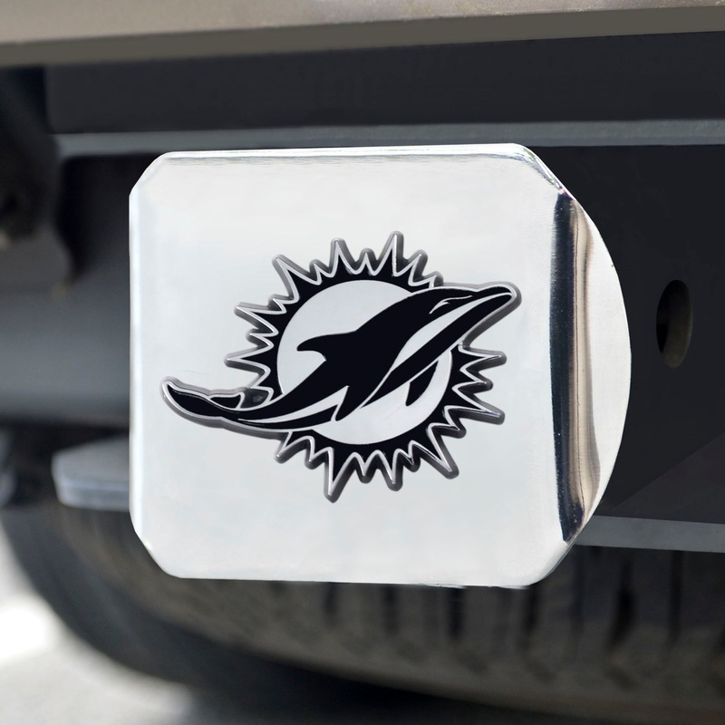 Fanmats Miami Dolphins Chrome Metal Hitch Cover with Chrome Metal 3D Emblem