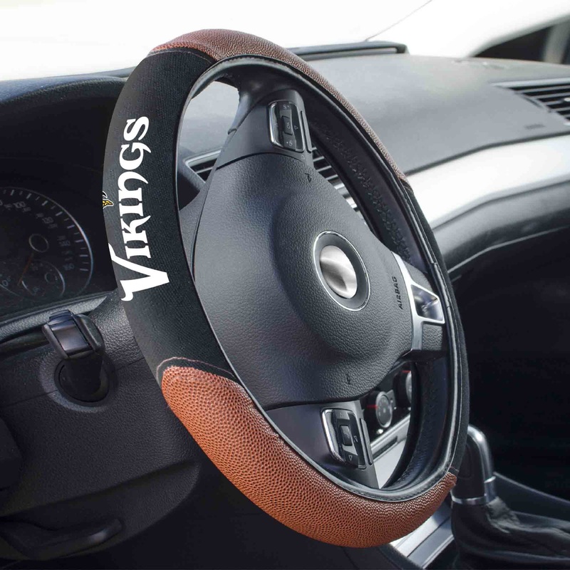 Fanmats Minnesota Vikings Football Grip Steering Wheel Cover 15 Diameter