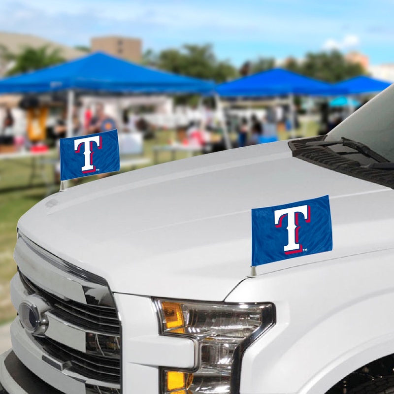 Fanmats Texas Rangers Ambassador Car Flags – 2 Pack Mini Auto Flags, 4 X 6