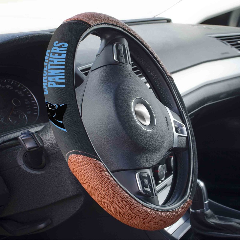 Fanmats Carolina Panthers Football Grip Steering Wheel Cover 15 Diameter
