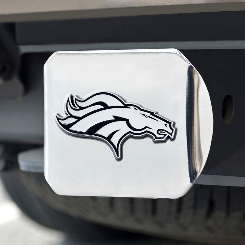 Fanmats Denver Broncos Chrome Metal Hitch Cover with Chrome Metal 3D Emblem