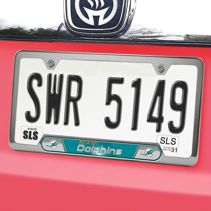 Fanmats Miami Dolphins Embossed License Plate Frame, 6.25 x 12.25