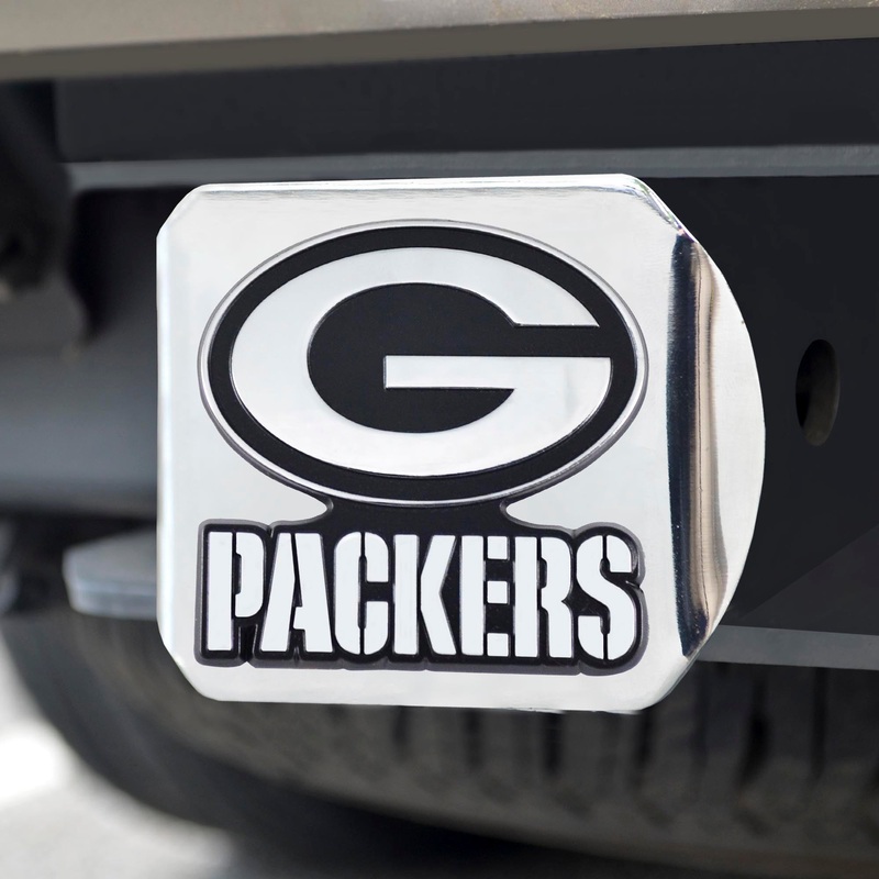 Fanmats Green Bay Packers Chrome Metal Hitch Cover with Chrome Metal 3D Emblem