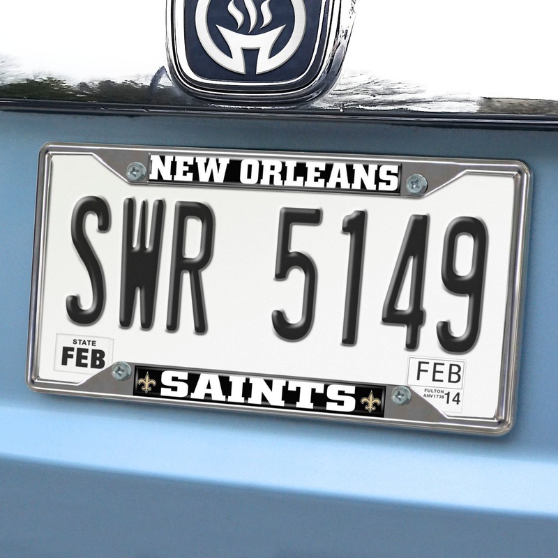Fanmats New Orleans Saints Chrome Metal License Plate Frame, 6.25 x 12.25