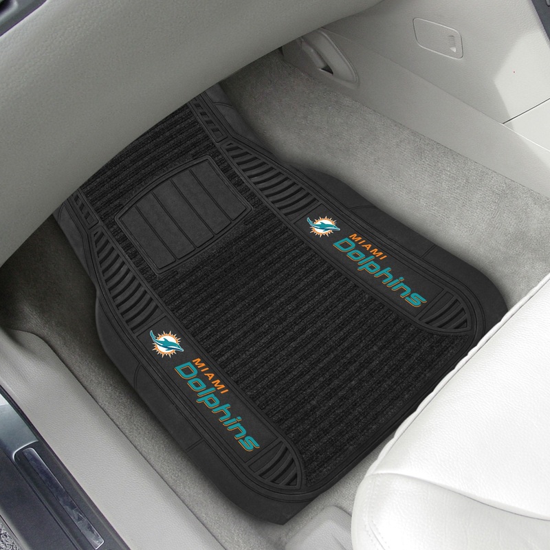 Fanmats Miami Dolphins 2 Piece Deluxe Car Mat Set