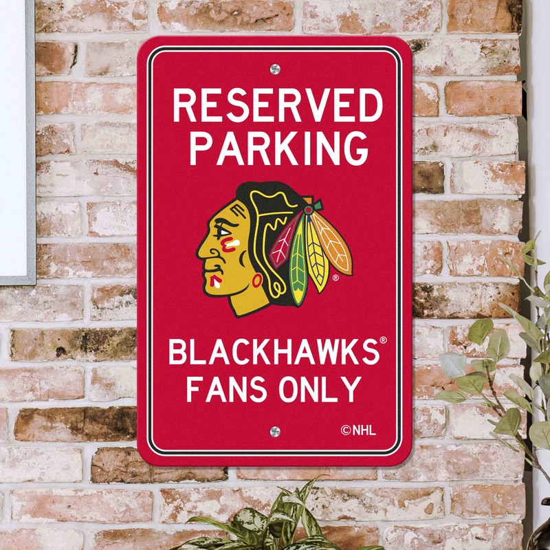 Fanmats Chicago Blackhawks Team Color Reserved Parking Sign Dcor 18 X 11.5 Lightweight