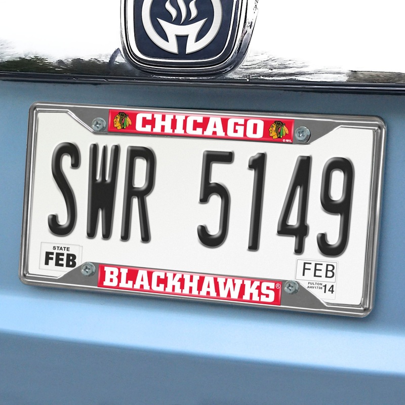 Fanmats Chicago Blackhawks Chrome Metal License Plate Frame, 6.25 x 12.25