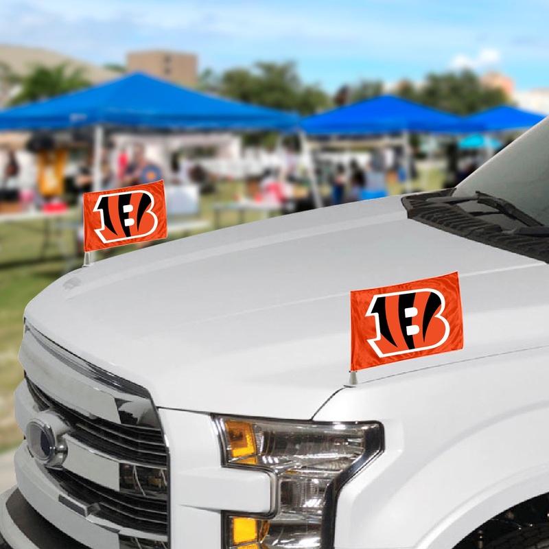 Fanmats Cincinnati Bengals Ambassador Car Flags – 2 Pack Mini Auto Flags, 4 X 6