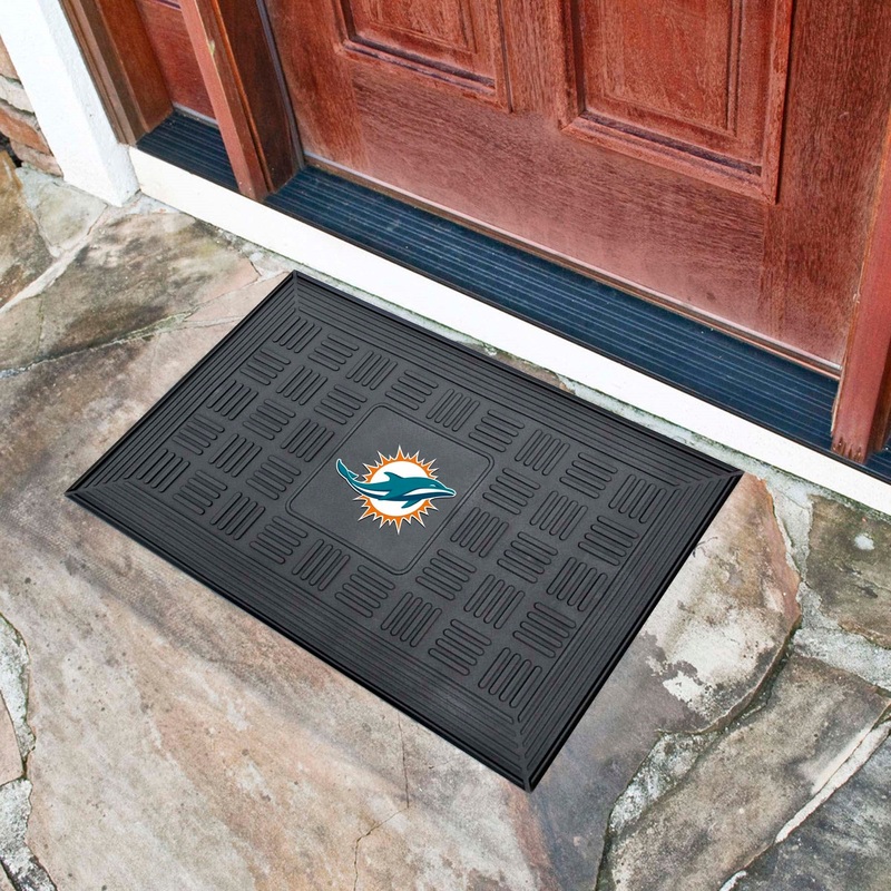 Fanmats Miami Dolphins Heavy Duty Vinyl Medallion Door Mat – 19.5 x 31