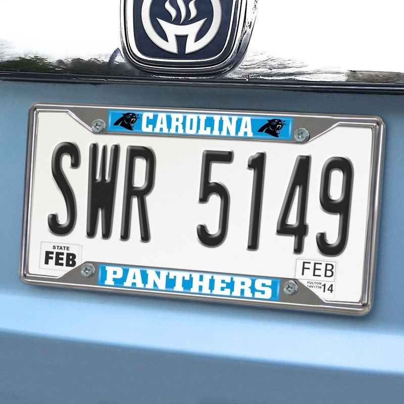 Fanmats Carolina Panthers Chrome Metal License Plate Frame, 6.25 x 12.25
