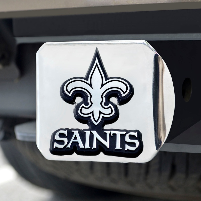 Fanmats New Orleans Saints Chrome Metal Hitch Cover with Chrome Metal 3D Emblem