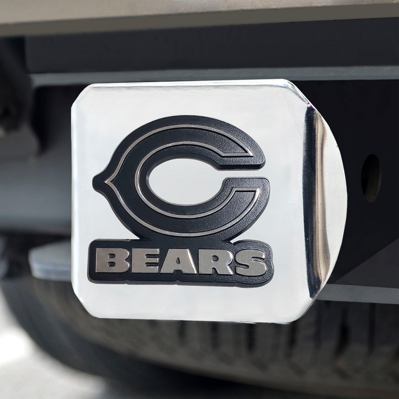 Fanmats Chicago Bears Chrome Metal Hitch Cover with Chrome Metal 3D Emblem