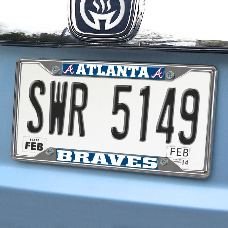 Fanmats Atlanta Braves Chrome Metal License Plate Frame, 6.25 x 12.25