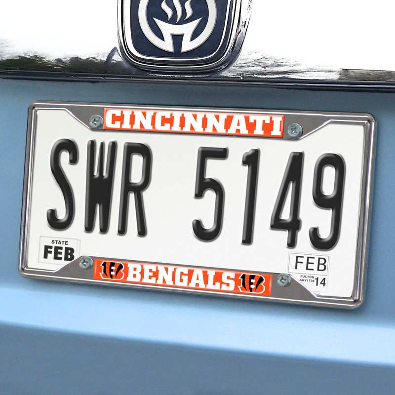 Fanmats Cincinnati Bengals Chrome Metal License Plate Frame, 6.25 x 12.25