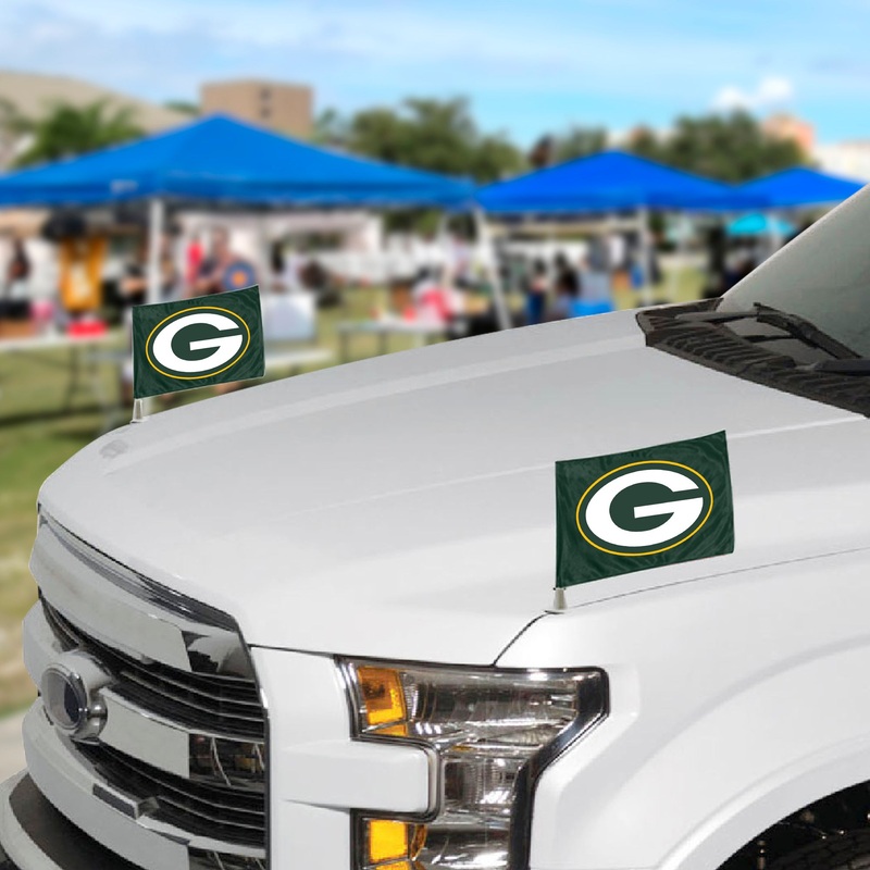 Fanmats Green Bay Packers Ambassador Car Flags – 2 Pack Mini Auto Flags, 4 X 6