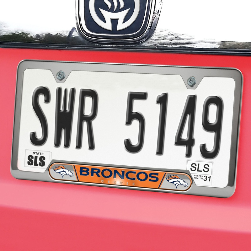 Fanmats Denver Broncos Embossed License Plate Frame, 6.25 x 12.25