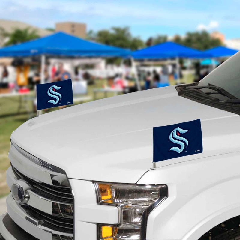 Fanmats Seattle Kraken Ambassador Car Flags – 2 Pack Mini Auto Flags, 4 X 6