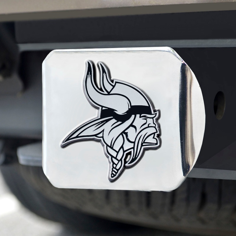 Fanmats Minnesota Vikings Chrome Metal Hitch Cover with Chrome Metal 3D Emblem