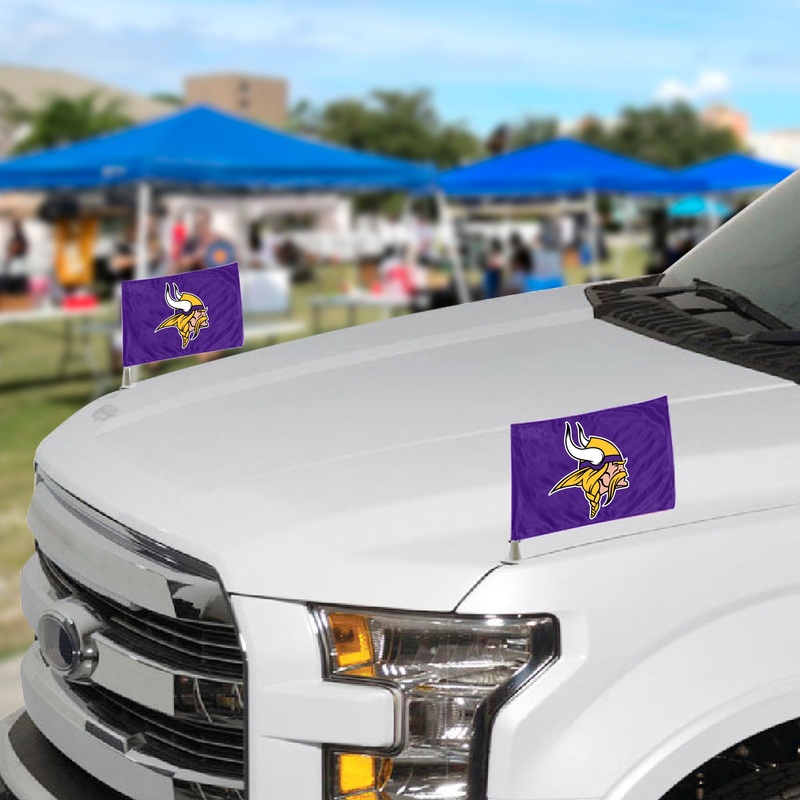 Fanmats Minnesota Vikings Ambassador Car Flags – 2 Pack Mini Auto Flags, 4 X 6