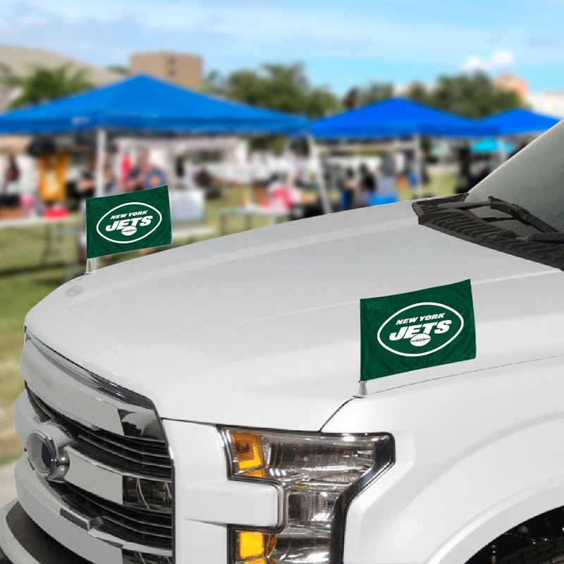 Fanmats New York Jets Ambassador Car Flags – 2 Pack Mini Auto Flags, 4 X 6