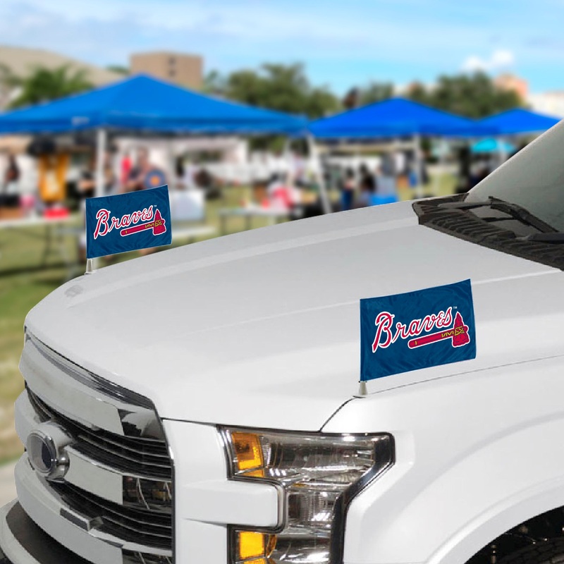 Fanmats Atlanta Braves Ambassador Car Flags – 2 Pack Mini Auto Flags, 4 X 6