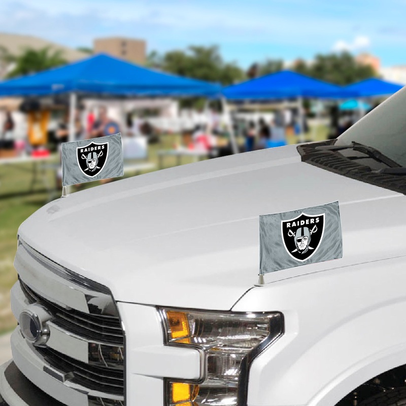Fanmats Las Vegas Raiders Ambassador Car Flags, Silver – 2 Pack Mini Auto Flags, 4 X 6