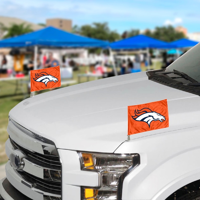 Fanmats Denver Broncos Ambassador Car Flags – 2 Pack Mini Auto Flags, 4 X 6