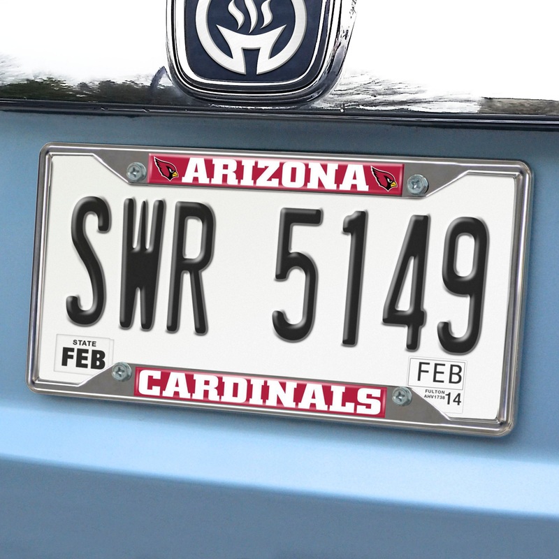 Fanmats Arizona Cardinals Chrome Metal License Plate Frame, 6.25 x 12.25