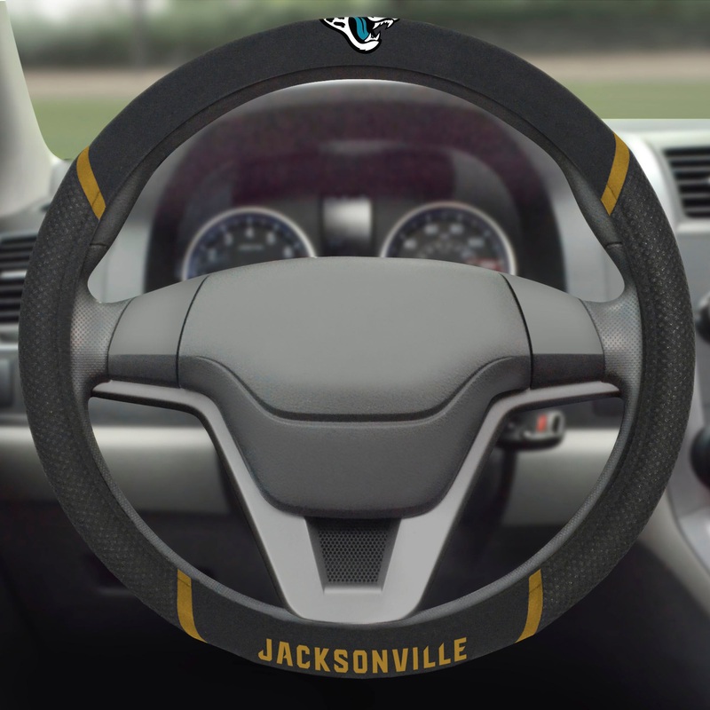 Fanmats Jacksonville Jaguars Embroidered Steering Wheel Cover