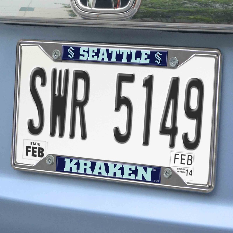 Fanmats Seattle Kraken Chrome Metal License Plate Frame, 6.25 x 12.25