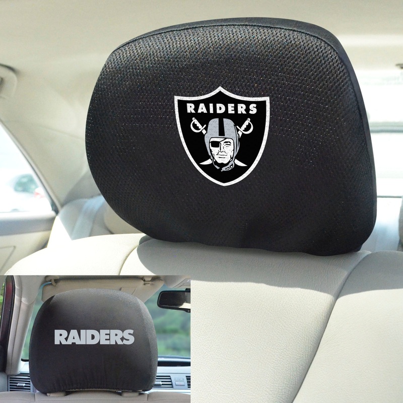 Fanmats Las Vegas Raiders Embroidered Head Rest Cover Set – 2 Pieces