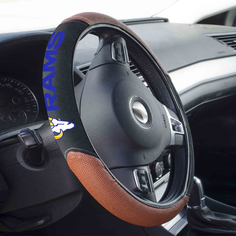 Fanmats Los Angeles Rams Football Grip Steering Wheel Cover 15 Diameter