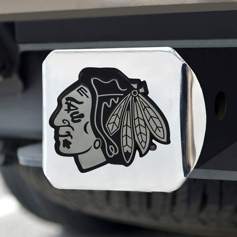 Fanmats Chicago Blackhawks Chrome Metal Hitch Cover with Chrome Metal 3D Emblem