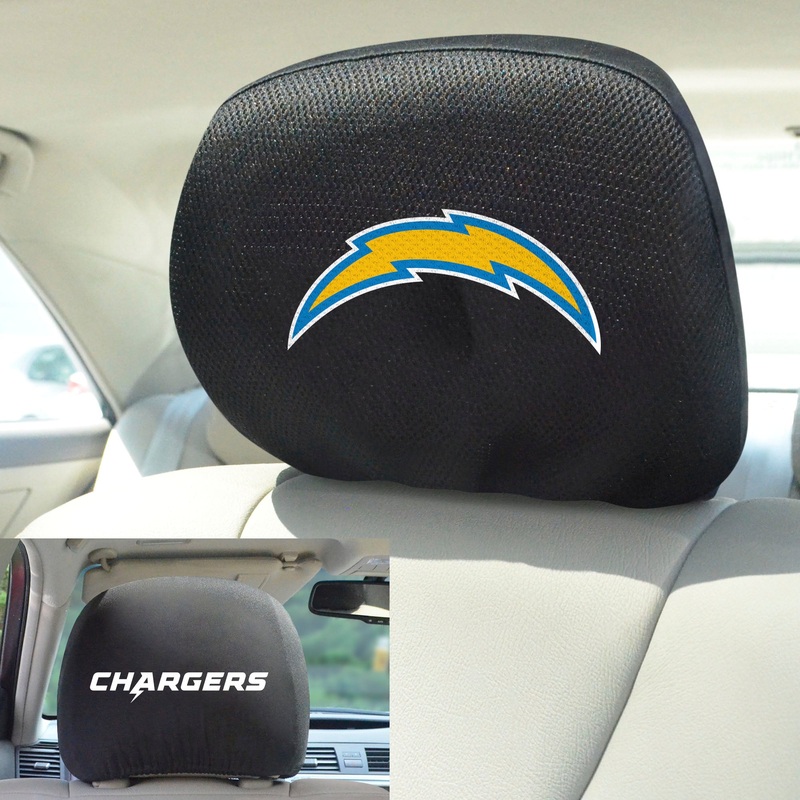 Fanmats Los Angeles Chargers Embroidered Head Rest Cover Set – 2 Pieces